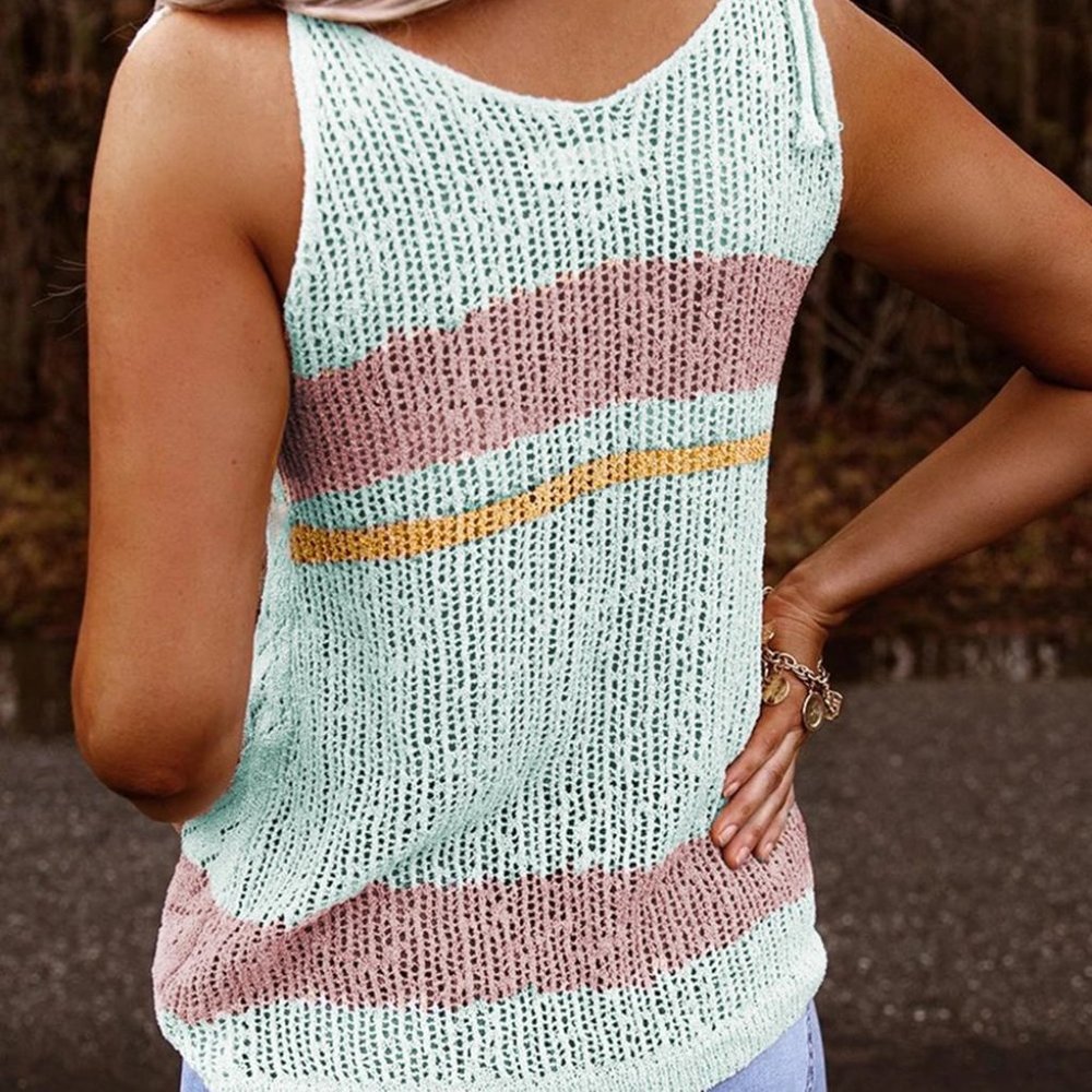 New Multicolor Colorblock Textured Knit Tank - Picture 2 of 4